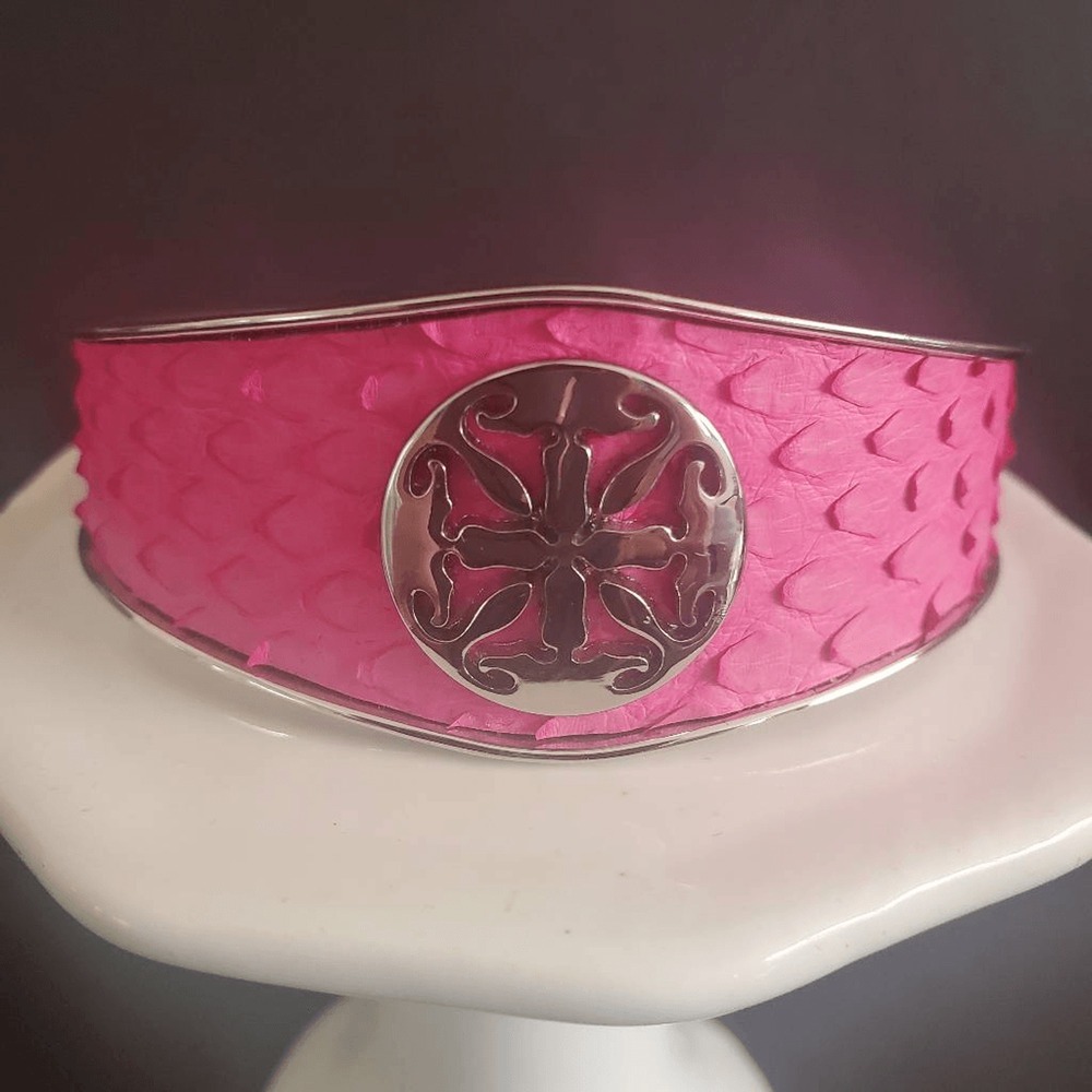 Rustic Cuff New Monique Python Side Cut Hot Pink … - image 4